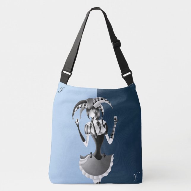 Quirky Jester Holding two Playing Cards  Tragetaschen Mit Langen Trägern (Vorderseite)