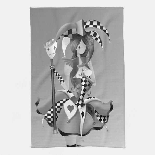 Quirky Jester & Puppet King Gray Handtuch (Vertikal)