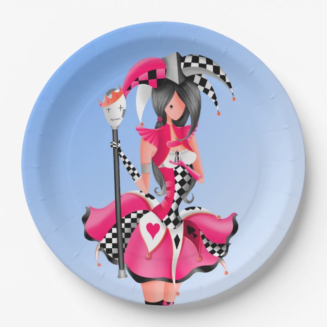 Quirky Jester & Puppet King Paper Plate Pappteller (Vorderseite)