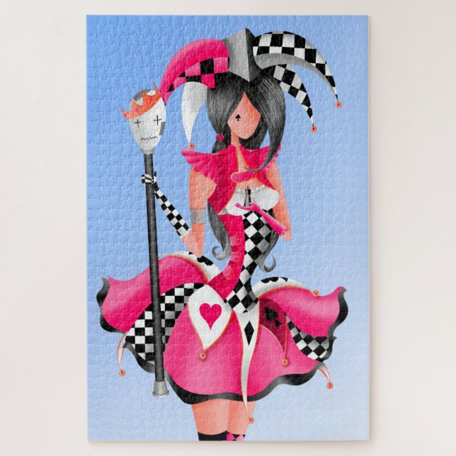 Quirky Jester & Puppet King Pink Puzzle (Vertikal)