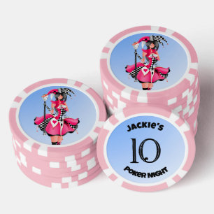 Quirky Jester und Marionettenkönig Pink 10 Pokerchips