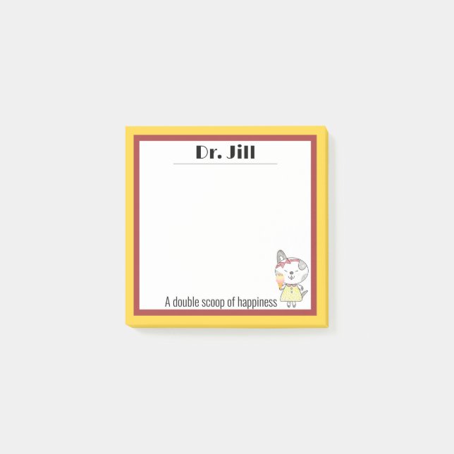 Quirky kawaii kitty Eis glücklich Post-it Klebezettel (Vorderseite)
