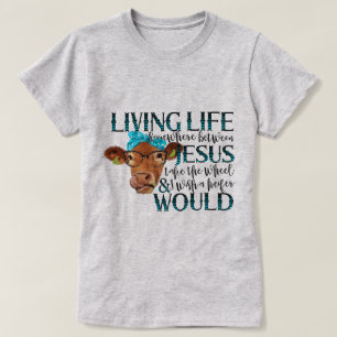 Quirky-Kuh-Illustration mit humorvollem Zitat T-Shirt