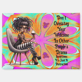 Quirky Lady Tattoos & Wine Drama Magnet