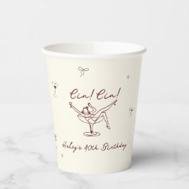 Quirky Maroon Hand Drawn Cin Cin Martini Pappbecher