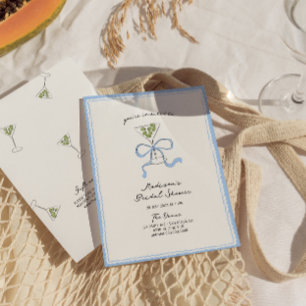 Quirky Martini Bow Hand Drawn Brautparty Einladung