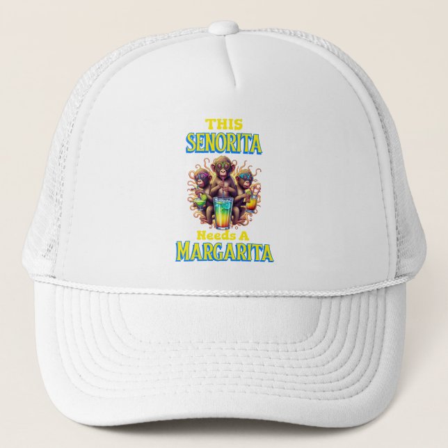 Quirky Monkey senorita braucht Margarita Truckerkappe (Vorderseite)