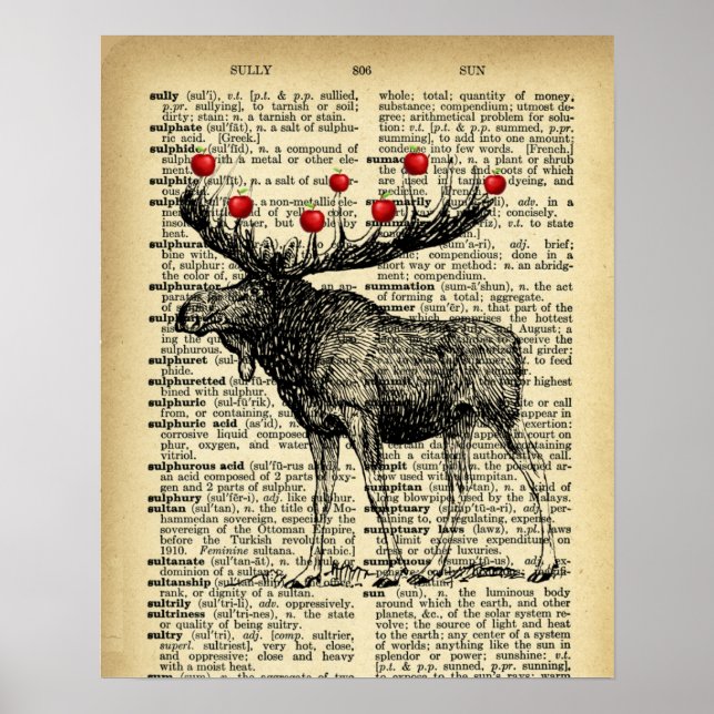 Quirky Moose Butterfets Antique Dictionary Page Poster (Vorne)