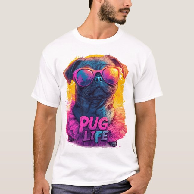 Quirky Mops in Tutu - Mops Life Design T-Shirt (Vorderseite)
