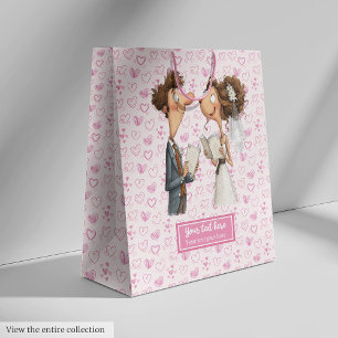 Quirky Newlyweds Geschenktasche Funny Watercolor D Mittlere Geschenktüte