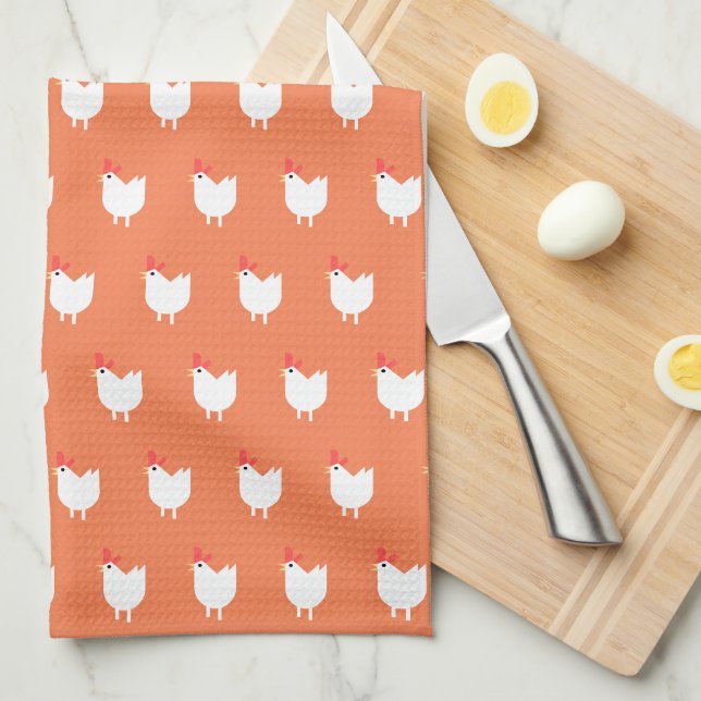 Quirky Niedlich Chicken Patrone Orange Geschirrtuch (Viertel Falte)