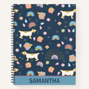 Quirky Niedlich Hunde Regenbogenmuster Blau Person Notizbuch