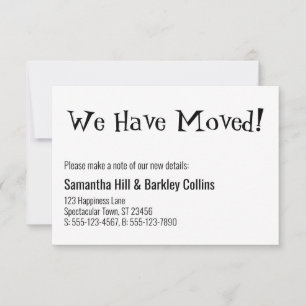 Quirky Nous Avons Déménagé ! Nouvelle carte d'adre