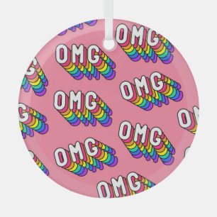 Quirky OMG Pink Comic-Tapete Ornament Aus Glas