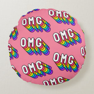 Quirky OMG Pink Comic-Tapete Rundes Kissen
