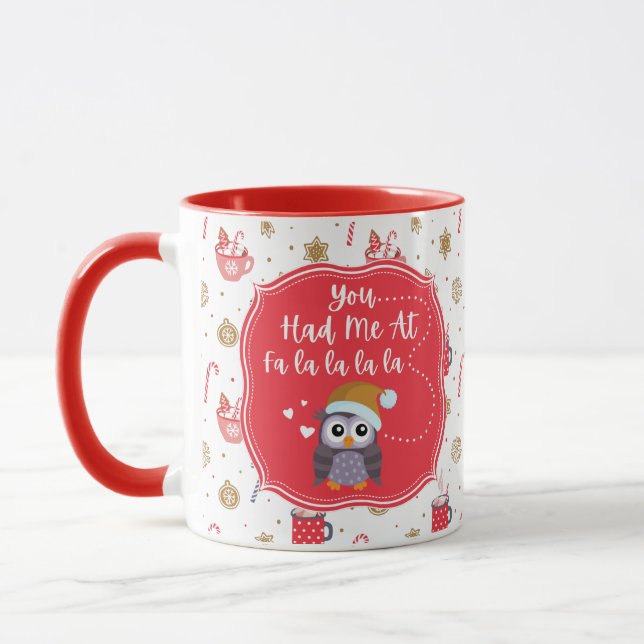 Quirky Owl Holiday Tasse (Links)