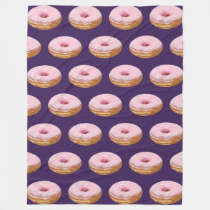 Quirky Pink Glazed Donuts Muster Lila Fleecedecke