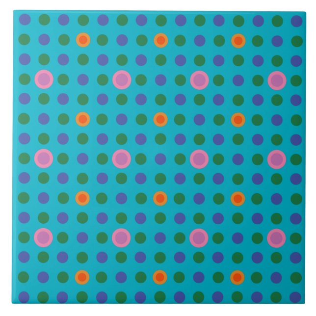 Quirky Pink Polka Punkte auf türkisfarbenem Hinter Fliese (Vorderseite)