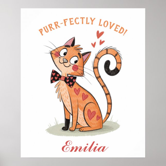 Quirky Playful Pet Cat - Niedlich Doodle Bowtie Ki Poster (Vorne)