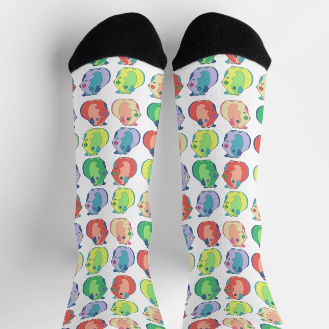 Quirky Pop Art Guinea Pig Muster Socken (Oben)