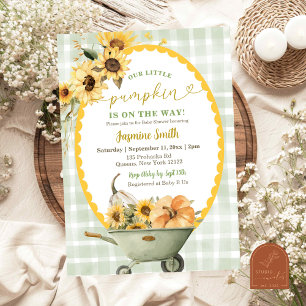 Quirky Preppy Pumpkin Sunflower Baby Dusche Einladung