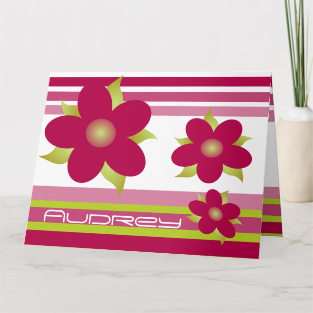 Quirky Raspberry Floral Geburtstagskarte Karte (Vorderseite)