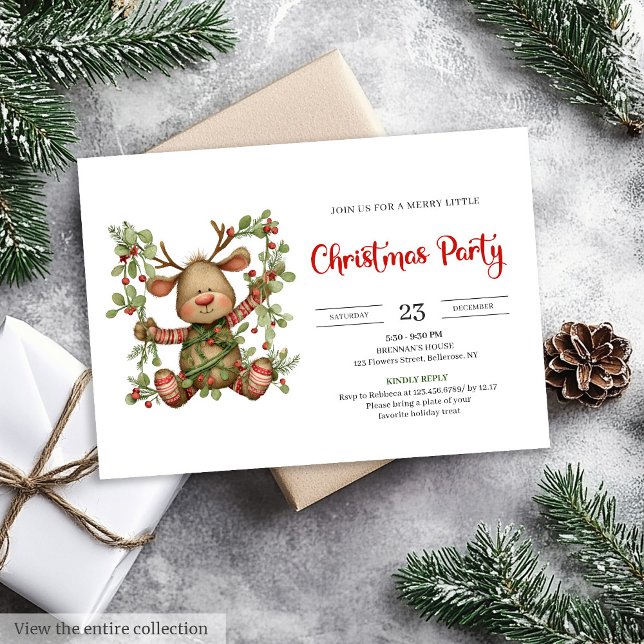 Quirky Reindeer modern chic Christmas invitation Einladung (Quirky Reindeer modern chic Christmas invitation)