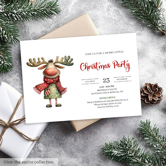 Quirky Reindeer Watercolor Kids Celebration Invite Einladung (Quirky Reindeer Watercolor Kids Celebration Invitation

)