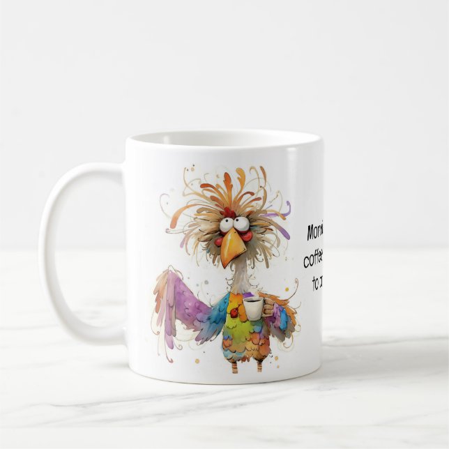 Quirky Rooster Coffee Spaß Kaffeetasse (Links)