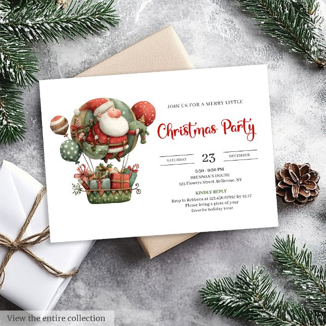 Quirky Santa Claus Classic Holiday Celebration  Einladung (Quirky Santa Claus Classic Holiday Celebration Invitation

)