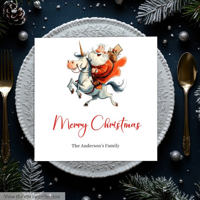 Quirky Santa Claus Funny Christmas Dinner Napkins Serviette (Quirky Santa Claus Funny Christmas Dinner Napkins)