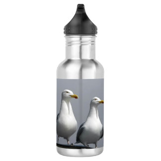 Quirky Seagull Couple Mr & Mrs Gully Stand Proud Edelstahlflasche