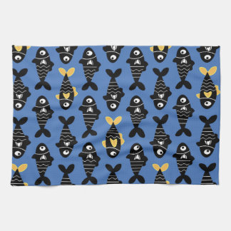 Quirky Seamless Black Fish Pattern Küchentücher