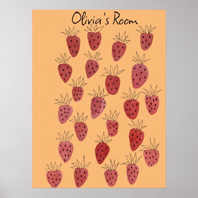 Quirky Strawberry Pattern Poster (Vorne)