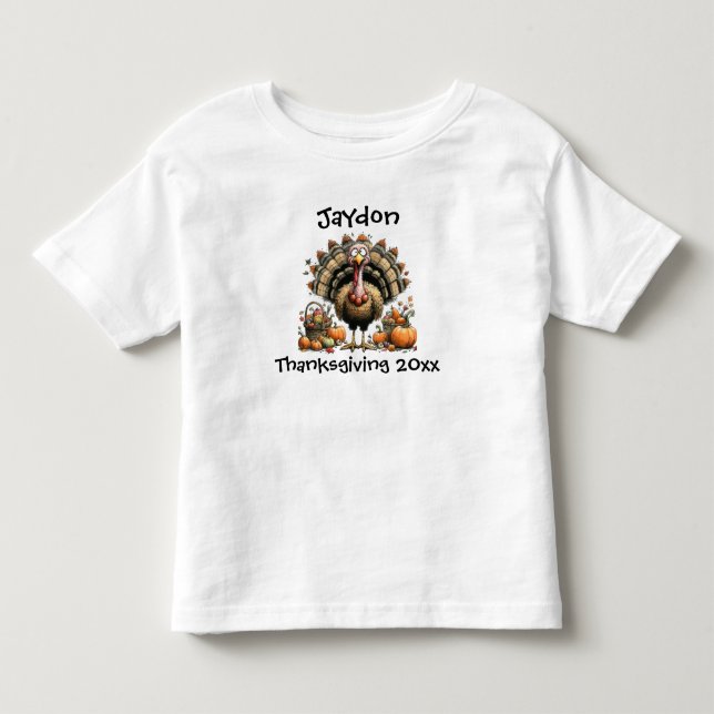 Quirky Turkey Erntedank 20xx Kleinkind T-shirt (Vorderseite)