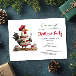 Quirky Watercolor Chicken Festive Holiday Invite Einladung