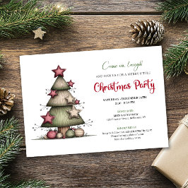 Quirky Watercolor Christmas Tree Festive Invite Einladung