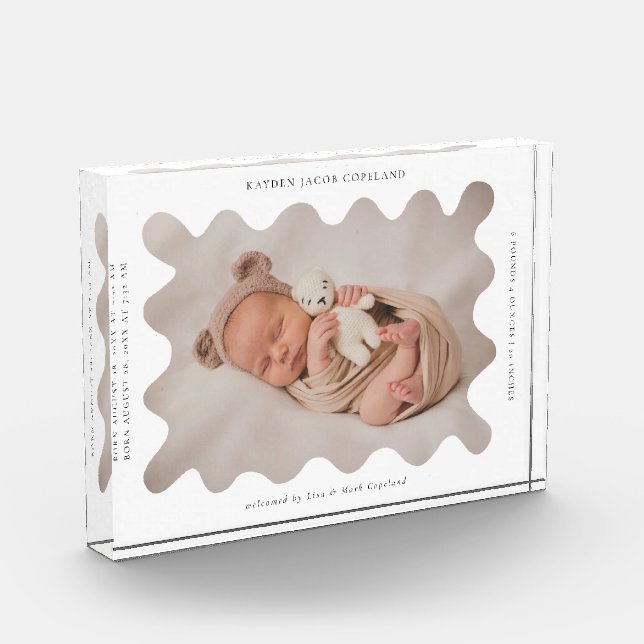 Quirky Wavy Frame Newborn Keepake Fotoblock (Links)