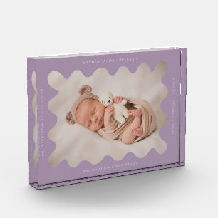 Quirky Wavy Lila Frame Newborn Keepake Fotoblock