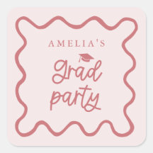 Quirky Wavy Line Blush Pink Grad Gastgeschenk