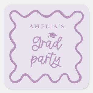 Quirky Wavy Line Lila Grad Gastgeschenk Quadratischer Aufkleber