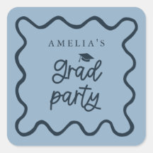 Quirky Wavy Line Navy Blue Grad Gastgeschenk