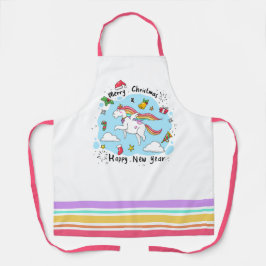 Quirky Weihnachten & Neues Jahr Einhorn Regenbogen Schürze