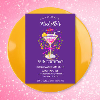 Quirky Whimsical Adult Cocktail Geburtstagsparty Einladung