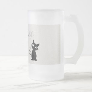 Quirky Whimsical Black Cat Glittery Hello Gorgeous Mattglas Bierglas