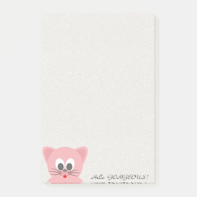 Quirky Whimsical Cat Glittery-Hello Gorgeous Post-it Klebezettel (Vorderseite)