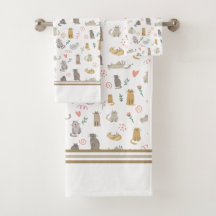 Quirky Whimsical Cats Muster Illustration