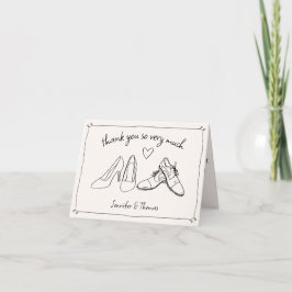 Quirky Whimsical Hand Drawn Doodle Shoes Hochzeit Dankeskarte