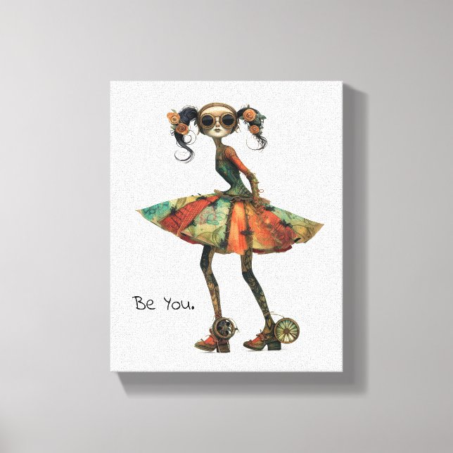 Quirky Whimsical Woman - Sei du. Leinwanddruck (Vorderseite)