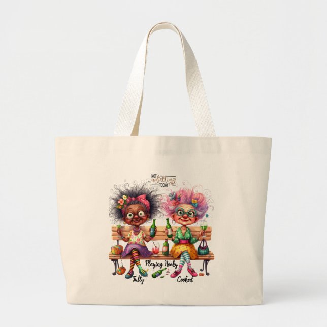 Quirky Wine Ladys Adulte Tote Bag Jumbo Stoffbeutel (Vorne)